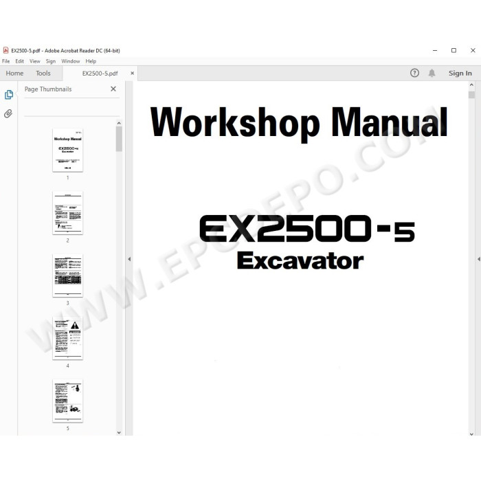 Hitachi Excavator EX2500-5 parts manual + workshop service manual