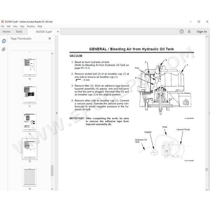 Hitachi Excavator EX2500-5 parts manual + workshop service manual