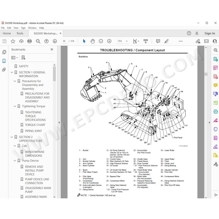 Hitachi Excavator EX2500 workshop service manual