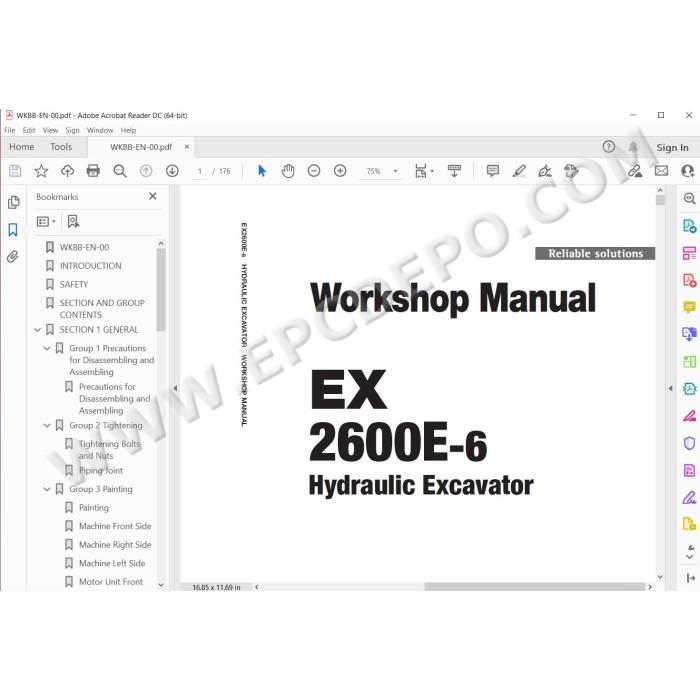 Hitachi Excavator EX2600E-6 workshop service manual
