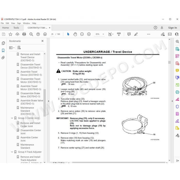 Hitachi Excavator EX300-5 EX300LC-5 EX330LC-5 EX350H-5 EX350LCH-5 EX370-5 EX370HD-5 workshop service manual