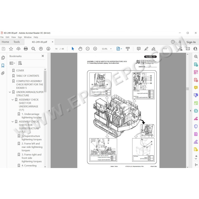 Hitachi Excavator EX3600-5 workshop service manual