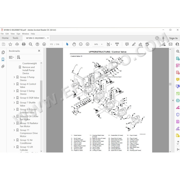 Hitachi Excavator EX3600-6 parts manual + workshop service manual