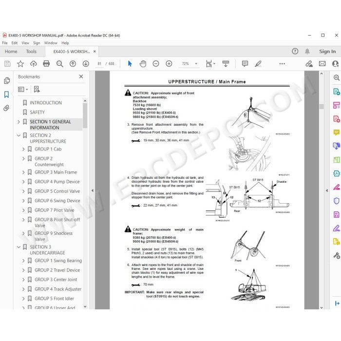 Hitachi Excavator EX400-5 workshop service manual