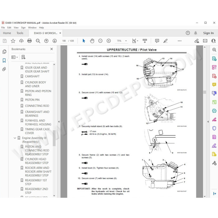Hitachi Excavator EX400-5 workshop service manual