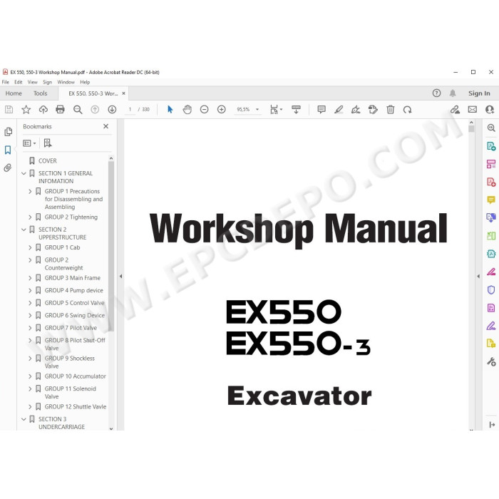 Hitachi Excavator EX550 EX550-3 workshop service manual
