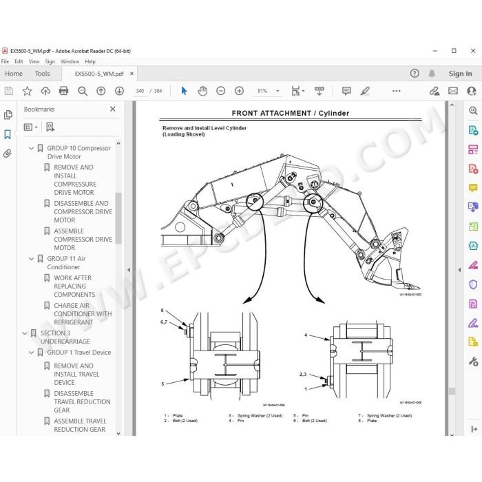 Hitachi Excavator EX5500-5 parts manual + workshop service manual