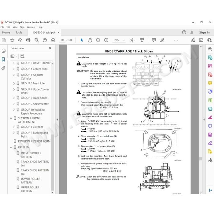 Hitachi Excavator EX5500-5 parts manual + workshop service manual
