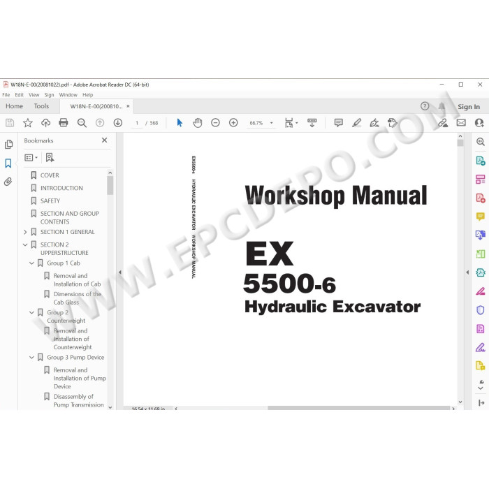 Hitachi Excavator EX5500-6 workshop service manual