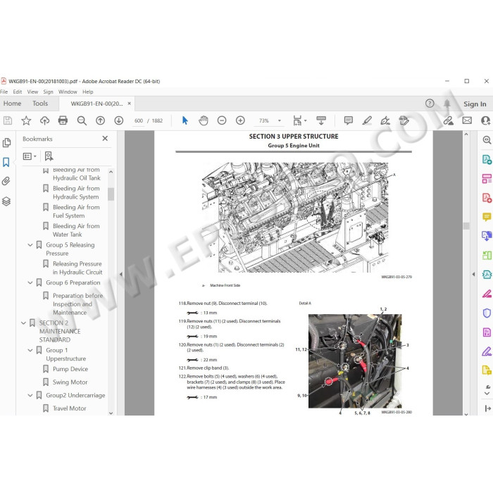 Hitachi Excavator EX5600-7B parts manual + workshop service manual