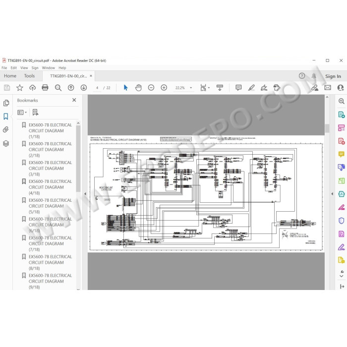 Hitachi Excavator EX5600-7B parts manual + workshop service manual