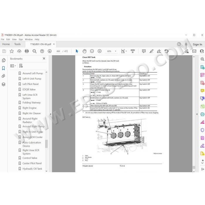 Hitachi Excavator EX5600-7B parts manual + workshop service manual