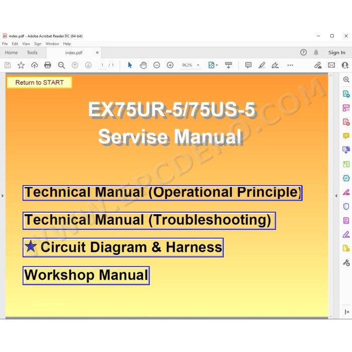 Hitachi Excavator EX75UR-5 EX75US-5 workshop service manual