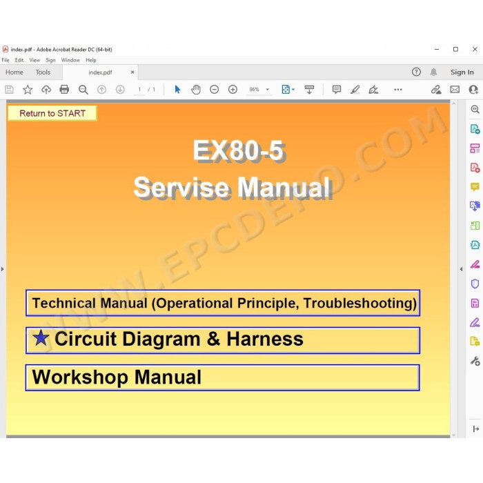 Hitachi Excavator EX80-5 workshop service manual