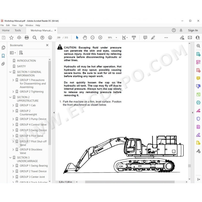 Hitachi Excavator EX750-5 EX800H-5 parts manual + workshop service manual