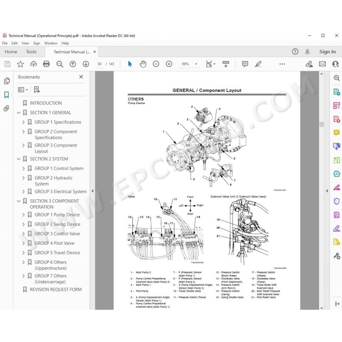 Hitachi Excavator EX750-5 EX800H-5 parts manual + workshop service manual