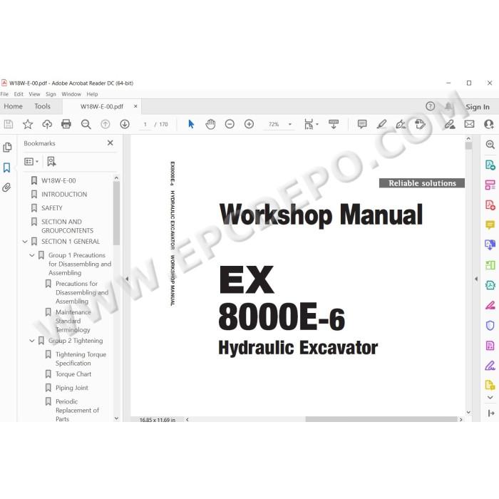 Hitachi Excavator EX8000E-6 workshop service manual