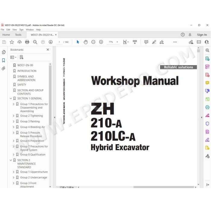 Hitachi Hybrid Excavator ZH210-A ZH210LC-A workshop service manual