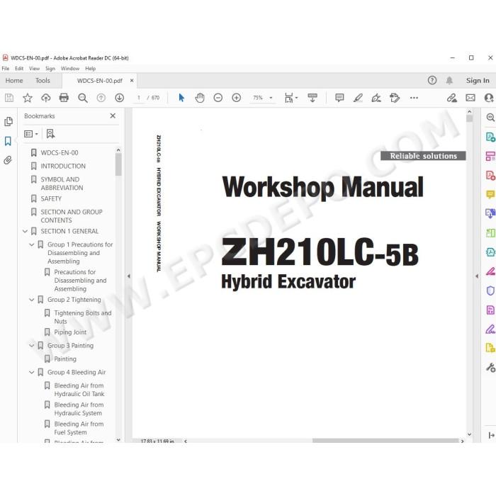 Hitachi Hybrid Excavator ZH210LC-5B workshop service manual