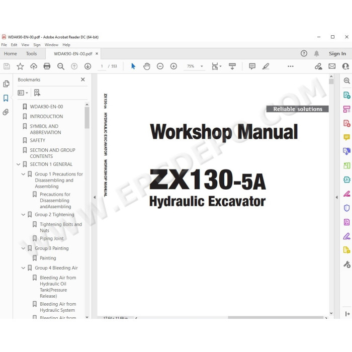 Hitachi Excavator Zaxis ZX130-5A workshop service manual