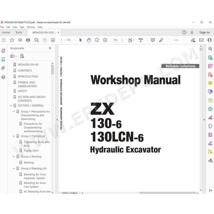 Hitachi Excavator Zaxis ZX130-6 ZX130LCN-6 workshop service manual