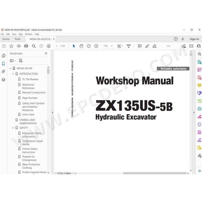 Hitachi Excavator Zaxis ZX135US-5B workshop service manual
