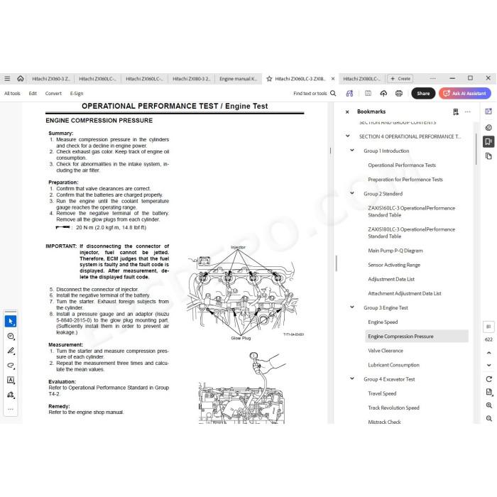 Hitachi Excavator Zaxis ZX160LC-3 ZX180LC-3 ZX180LCN-3 parts + workshop service manual
