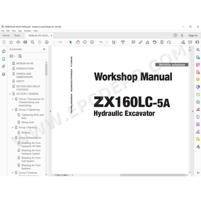 Hitachi Excavator Zaxis ZX160LC-5A workshop service manual