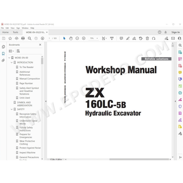 Hitachi Excavator Zaxis ZX160LC-5B workshop service manual