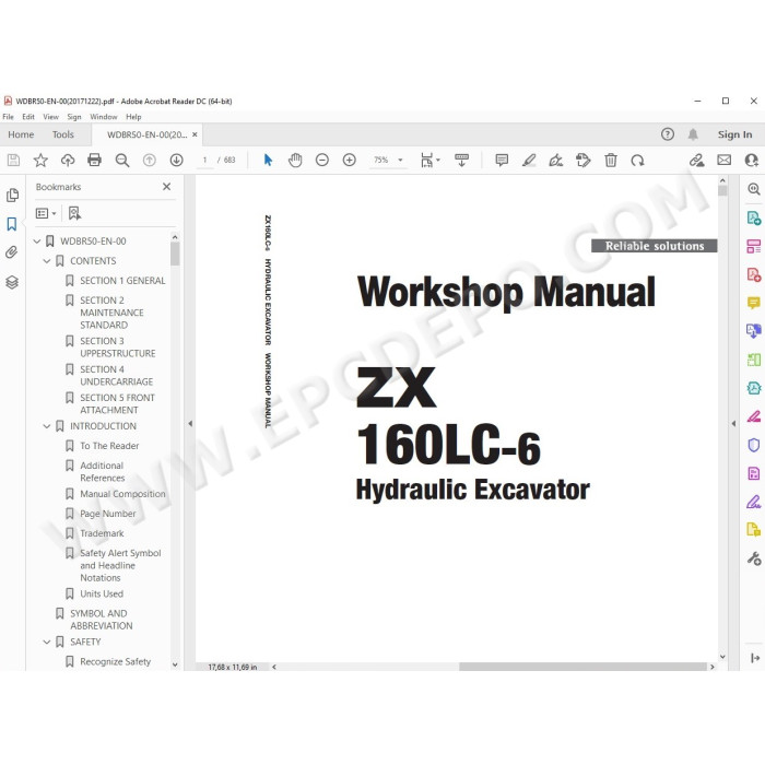 Hitachi Excavator Zaxis ZX160LC-6 workshop service manual