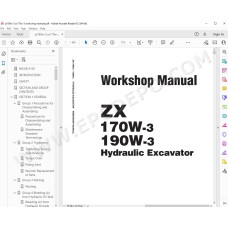 Hitachi Wheeled Excavator Zaxis ZX170W-3 ZX190W-3 parts + workshop service manual