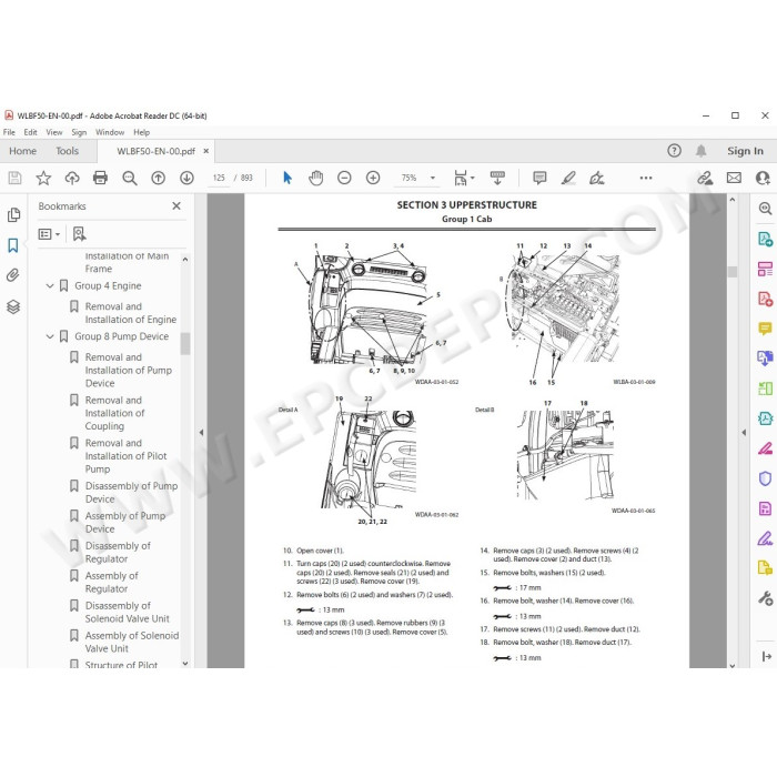 Hitachi Wheeled Excavator Zaxis ZX190W-6 workshop service manual