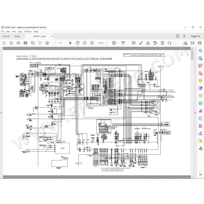 Hitachi Excavator Zaxis ZX200 ZX225USR ZX225US ZX230 ZX270 workshop service manual