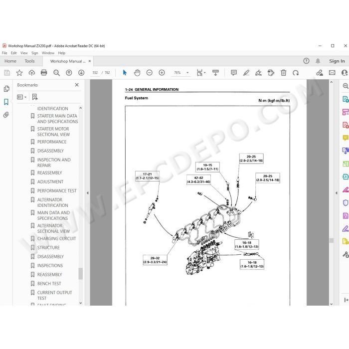 Hitachi Excavator Zaxis ZX200 ZX225USR ZX225US ZX230 ZX270 workshop service manual