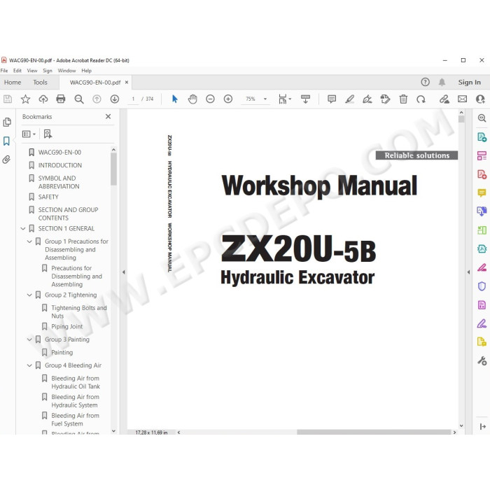 Hitachi Excavator Zaxis ZX20U-5B workshop service manual