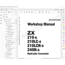 Hitachi Excavator Zaxis ZX210-6 ZX210LC-6 ZX210LCN-6 ZX240N-6 parts + workshop service manual