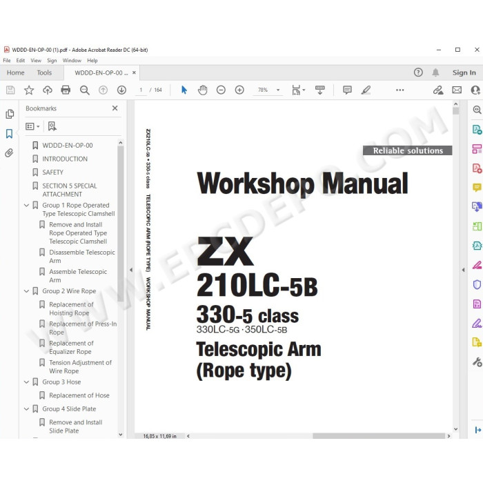 Hitachi Excavator Zaxis ZX210-5B ZX210LC-5B ZX210LCN-5B ZX240N-5B parts + workshop manual