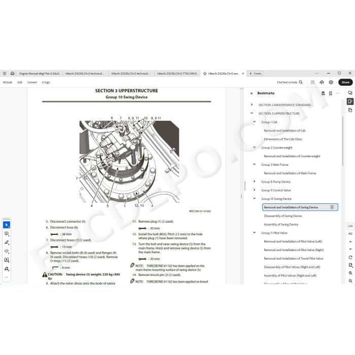 Hitachi Excavator Zaxis ZX210LCN-G workshop service manual