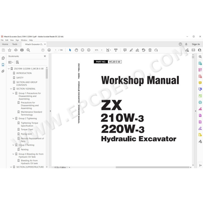 Hitachi Wheeled Excavator Zaxis ZX210W-3 ZX220W-3 workshop service manual