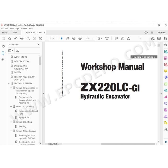 Hitachi Excavator Zaxis ZX220LC-GI workshop service manual