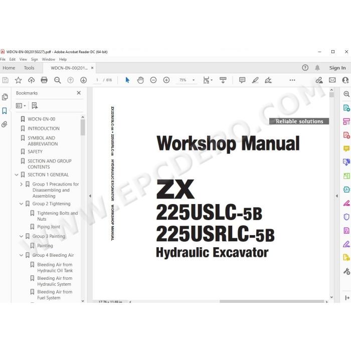 Hitachi Excavator Zaxis ZX225USLC-5B ZX225USRLC-5B workshop service manual
