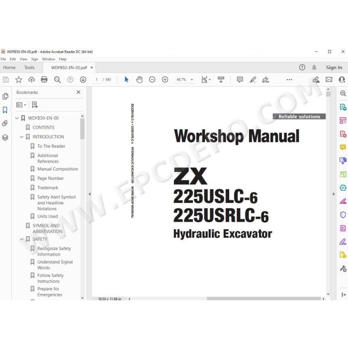 Hitachi Excavator Zaxis ZX225USLC-6 ZX225USRLC-6 workshop service manual