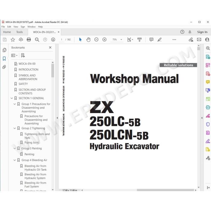 Hitachi Excavator Zaxis ZX250LC-5B ZX250LCN-5B workshop service manual