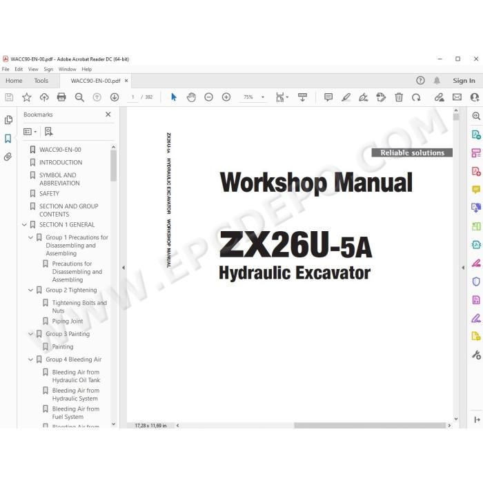Hitachi Excavator Zaxis ZX26U-5A workshop service manual