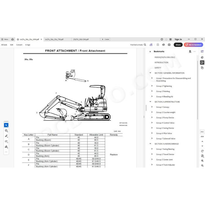 Hitachi Excavator Zaxis ZX27U ZX30U ZX35U workshop service manual