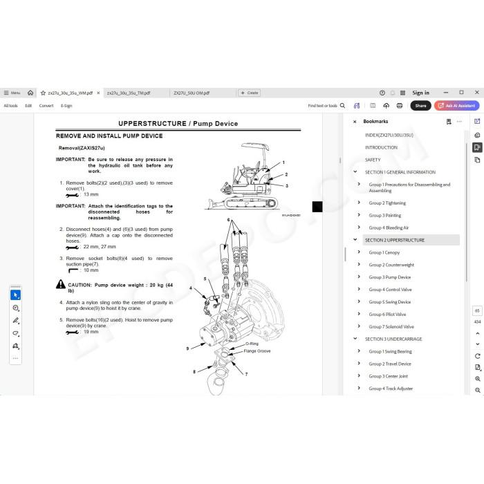 Hitachi Excavator Zaxis ZX27U ZX30U ZX35U workshop service manual