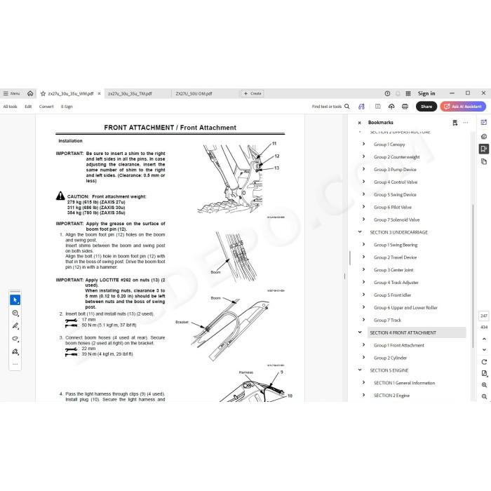 Hitachi Excavator Zaxis ZX27U ZX30U ZX35U workshop service manual