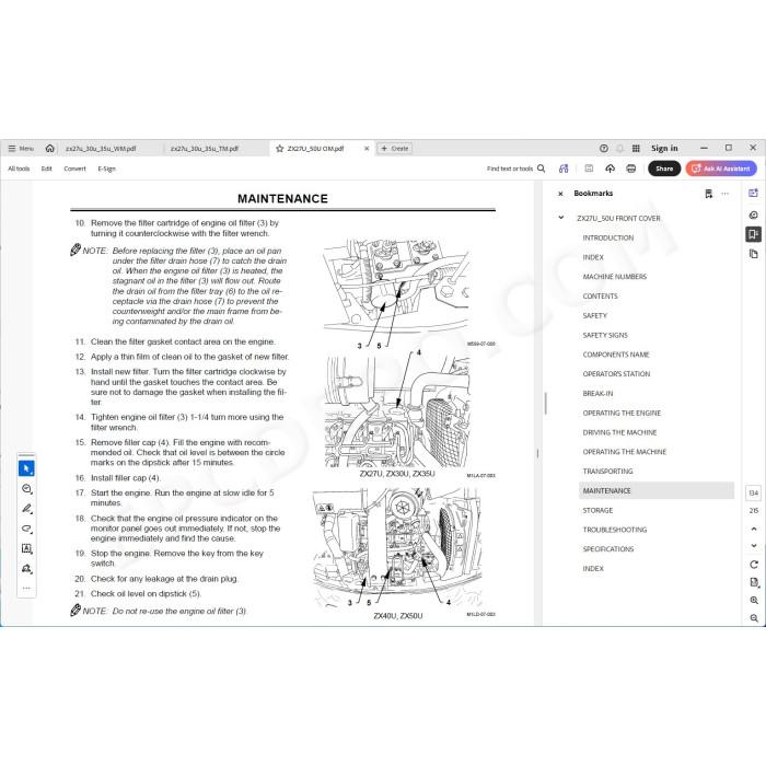 Hitachi Excavator Zaxis ZX27U ZX30U ZX35U workshop service manual