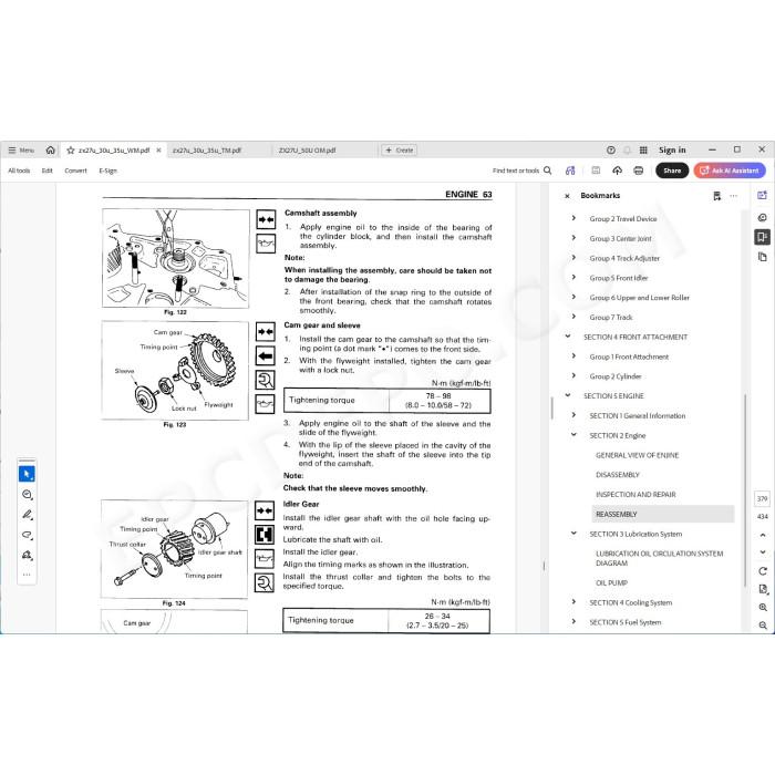Hitachi Excavator Zaxis ZX27U ZX30U ZX35U workshop service manual