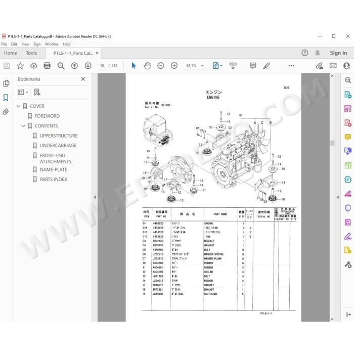 Hitachi Excavator Zaxis ZX30 ZX35 ZX40 ZX50 parts manual + workshop service manual